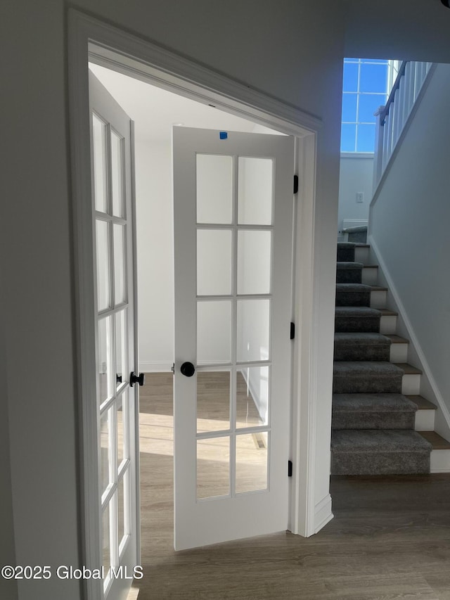 LOT17 Windrow Way, Halfmoon, NY 12118 - staircase featuring wood finished floors and french doors