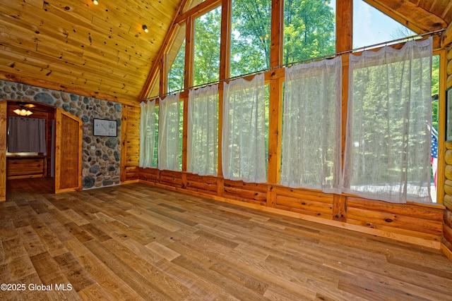 236 Colfax Rd, Jackson, NY 12816 - unfurnished living room featuring wood finished floors, high vaulted ceiling, and wood ceiling