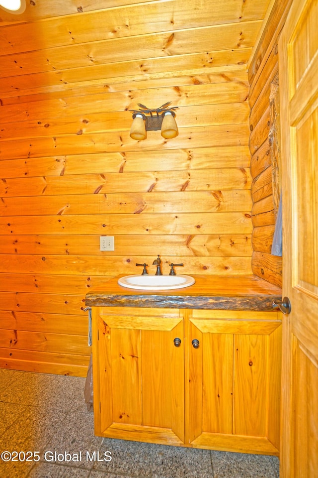 236 Colfax Rd, Jackson, NY 12816 - bathroom with vanity and rustic walls