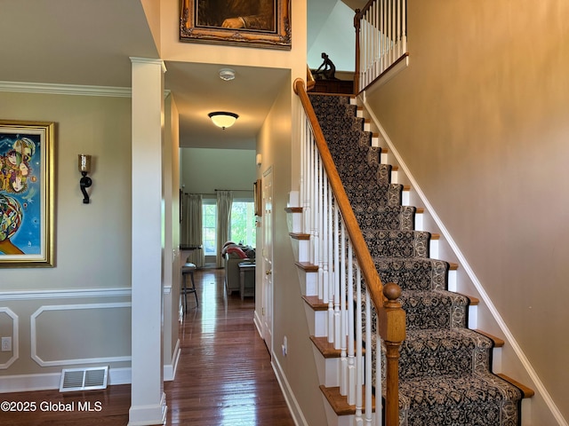 20 Beekman Pl, Queensbury, NY 12804 - stairway with wood finished floors and crown molding