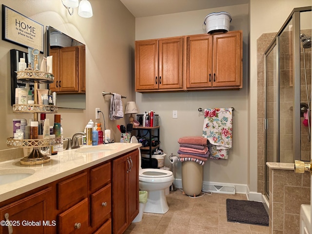 20 Beekman Pl, Queensbury, NY 12804 - bathroom with a stall shower, tile patterned flooring, and double vanity