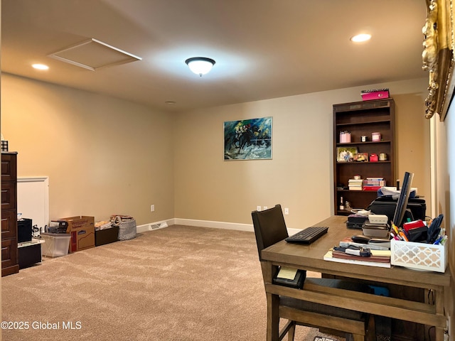 20 Beekman Pl, Queensbury, NY 12804 - office with carpet floors, attic access, and recessed lighting
