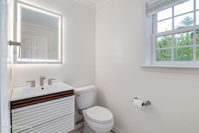 11 Boylston Dr, Bethlehem, NY 12054 - half bath featuring vanity and crown molding