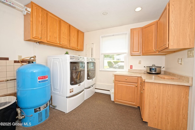1038 Horvath St, Schenectady, NY 12303 - laundry room with washing machine and dryer, cabinet space, and recessed lighting