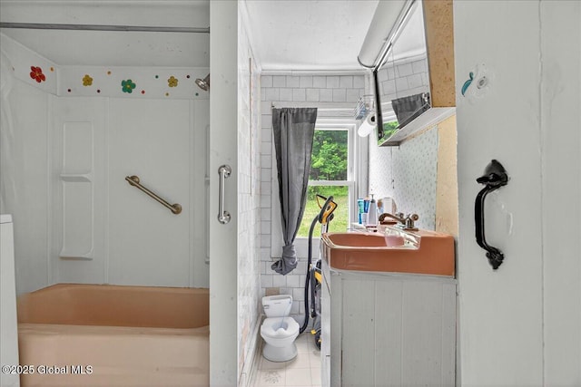 579 Camden Valley Rd, Salem, NY 12873 - bathroom with vanity, bathtub / shower combination, and tile patterned flooring