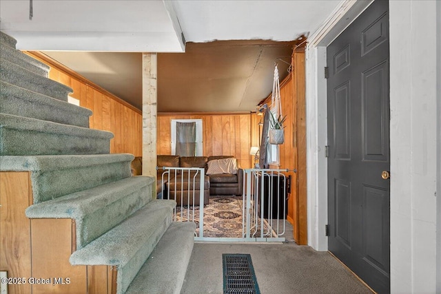 579 Camden Valley Rd, Salem, NY 12873 - stairway with carpet floors and wooden walls
