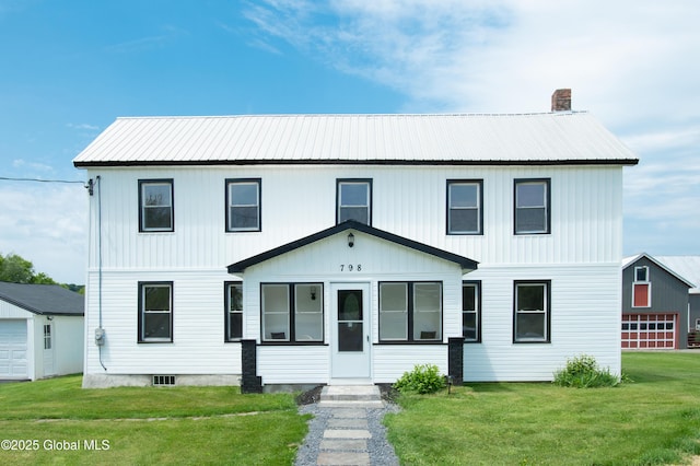 798 State Highway 29, Broadalbin, NY 12025 - view of front facade featuring a front lawn, a metal roof, and a chimney
