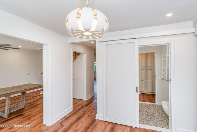 35 Magee Dr, Bethlehem, NY 12077 - unfurnished dining area with a chandelier, light wood-style flooring, and recessed lighting