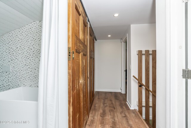 35 Magee Dr, Bethlehem, NY 12077 - hall featuring wood finished floors and recessed lighting
