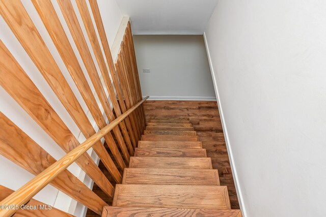 35 Magee Dr, Bethlehem, NY 12077 - staircase featuring baseboards and wood finished floors