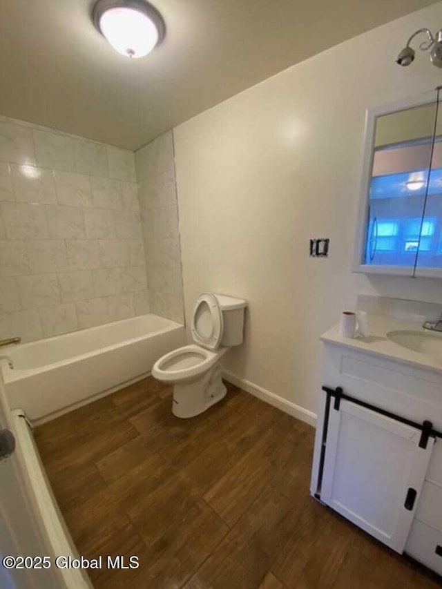 18 Railroad Ave, Berlin, NY 12022 - full bathroom featuring vanity, wood finished floors, and shower / bath combination