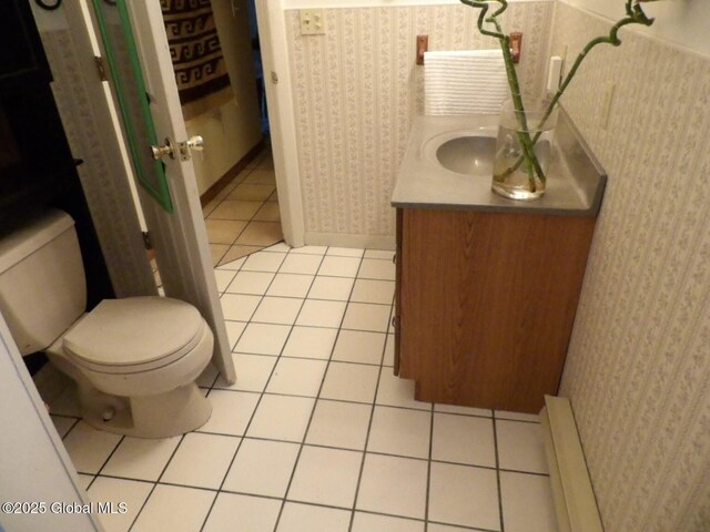 143 Main St, Maryland, NY 12155 - bathroom featuring wallpapered walls, vanity, and tile patterned floors