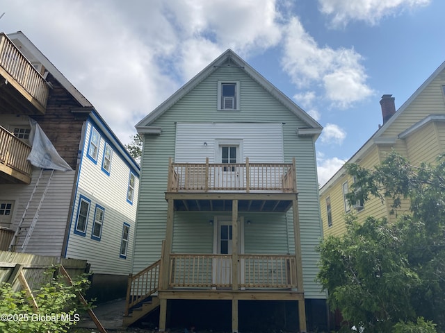 629 Lang St, Schenectady, NY 12308 - rear view of property featuring a balcony and a porch