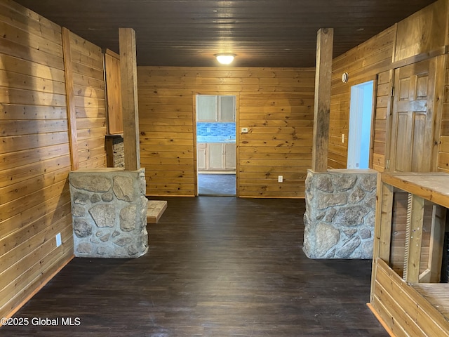 629 Lang St, Schenectady, NY 12308 - unfurnished room featuring wood finished floors, wooden walls, and wood ceiling