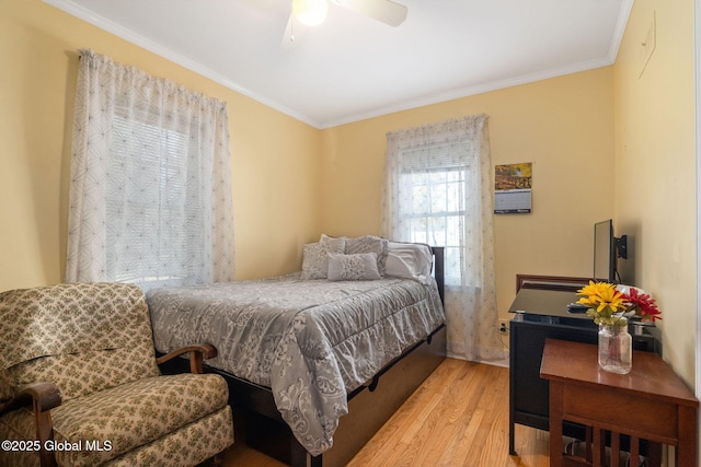 2305 Balltown Rd, Niskayuna, NY 12309 - bedroom featuring wood finished floors, ornamental molding, and a ceiling fan