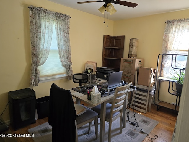 2922 Halsey Dr, Schenectady, NY 12304 - office featuring a ceiling fan and wood finished floors
