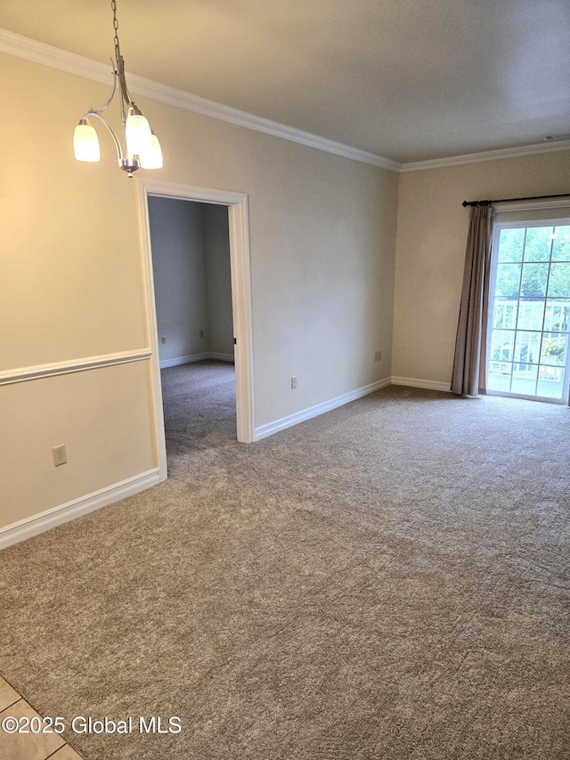 8 Wall St Unit 236, Clifton Park, NY 12065 - carpeted spare room with crown molding and a chandelier