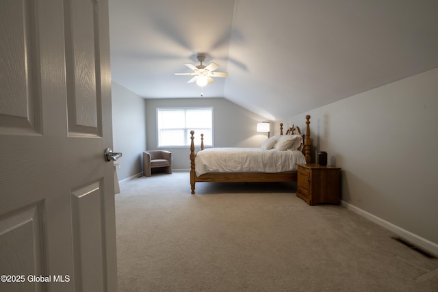 22 Santee Dr, Wilton, NY 12831 - bedroom with light carpet, vaulted ceiling, and a ceiling fan