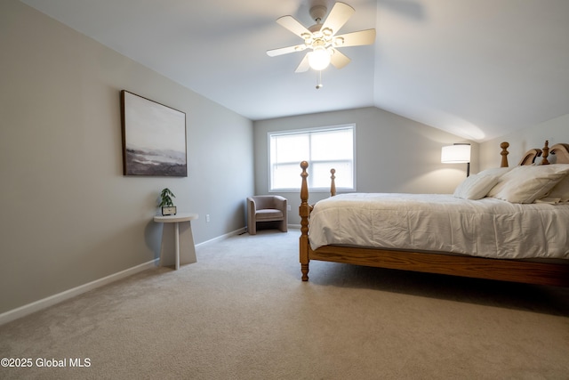 22 Santee Dr, Wilton, NY 12831 - bedroom featuring light colored carpet, vaulted ceiling, and ceiling fan