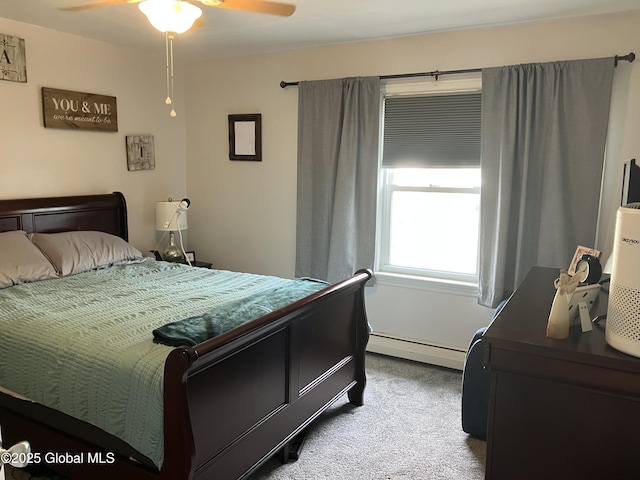 185 Butler St, Schenectady, NY 12303 - bedroom featuring a baseboard radiator, carpet, and ceiling fan