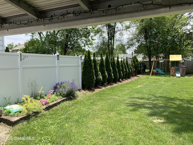 185 Butler St, Schenectady, NY 12303 - fenced backyard featuring a playground
