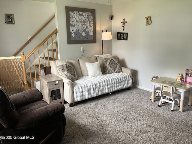 185 Butler St, Schenectady, NY 12303 - living room featuring carpet and stairway