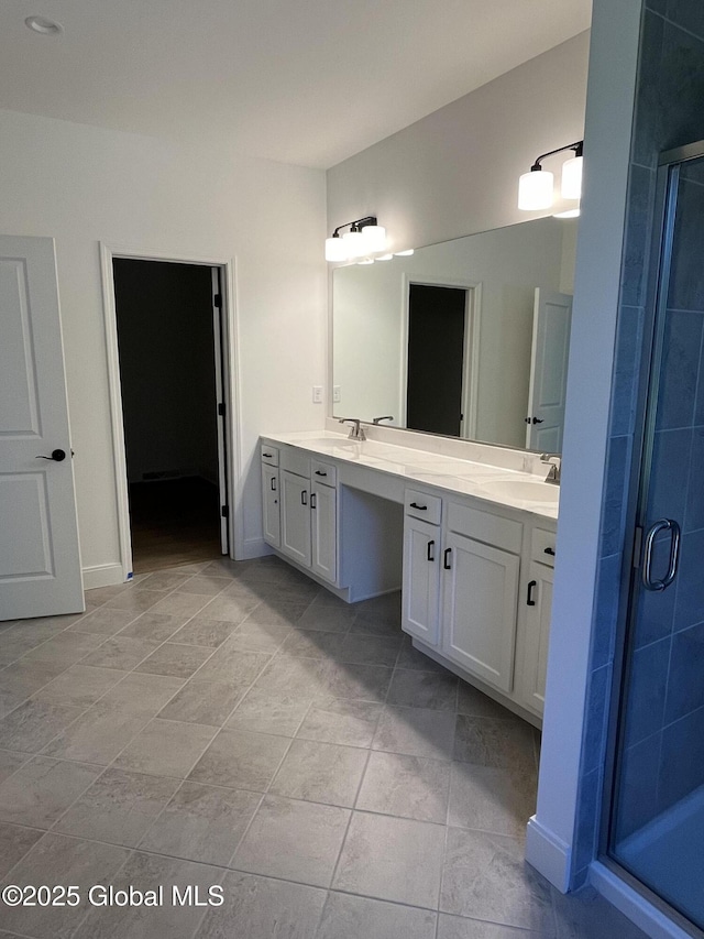LOT19 Windrow Way, Halfmoon, NY 12118 - bathroom with double vanity, a stall shower, and tile patterned flooring