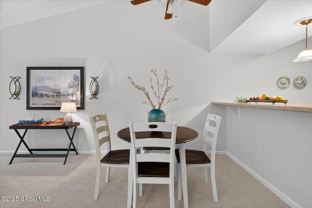 16 Whispering Pines Rd, Wilton, NY 12831 - carpeted dining space with ceiling fan and baseboards