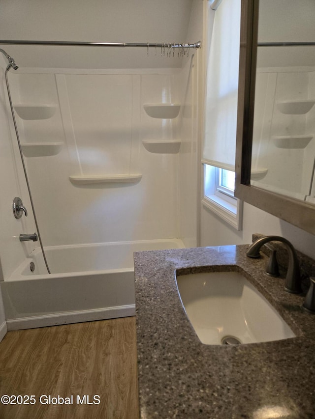 218 Sixteenth St, Schenectady, NY 12306 - bathroom featuring wood finished floors,  shower combination, and vanity