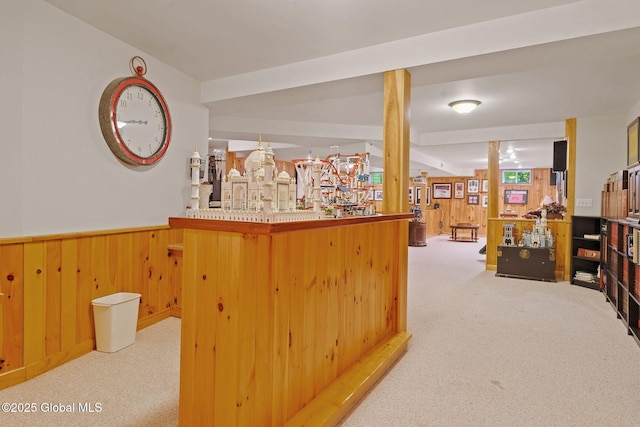 428 Ridgehill Rd, Guilderland, NY 12303 - indoor bar with carpet, wood walls, and a wainscoted wall
