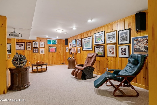 428 Ridgehill Rd, Guilderland, NY 12303 - living area featuring carpet and wood walls
