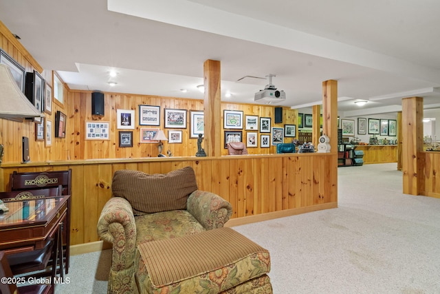 428 Ridgehill Rd, Guilderland, NY 12303 - living area featuring carpet and wooden walls