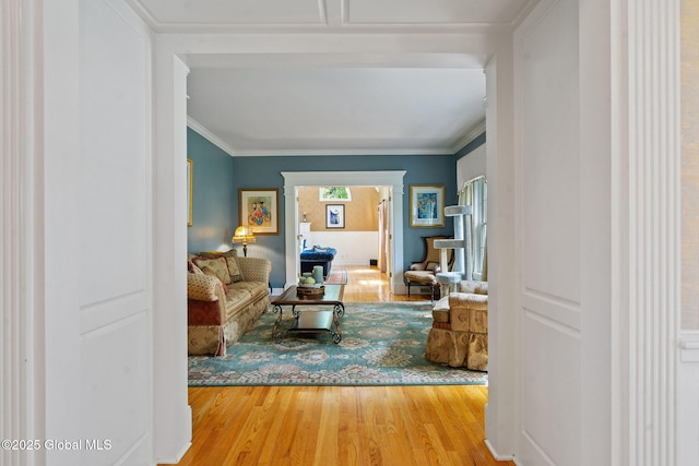 428 Ridgehill Rd, Guilderland, NY 12303 - living room featuring wood finished floors and ornamental molding