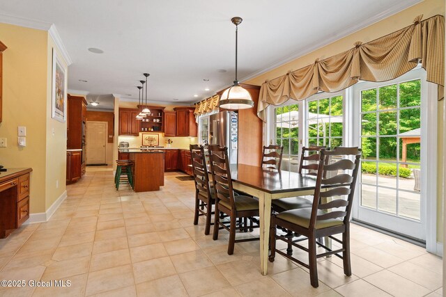 428 Ridgehill Rd, Guilderland, NY 12303 - dining room with ornamental molding and light tile patterned floors