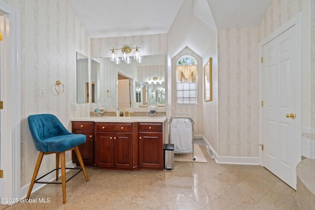 428 Ridgehill Rd, Guilderland, NY 12303 - bathroom featuring wallpapered walls and vanity