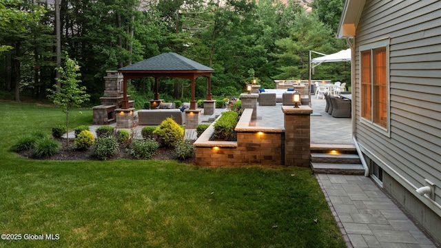 428 Ridgehill Rd, Guilderland, NY 12303 - view of green lawn featuring an outdoor hangout area, a gazebo, and a patio area