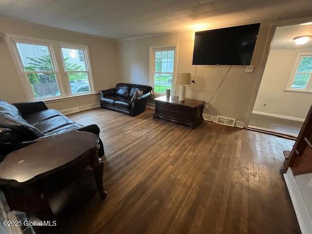 27 Emery Ave, Colonie, NY 12205 - living room with hardwood / wood-style floors and crown molding