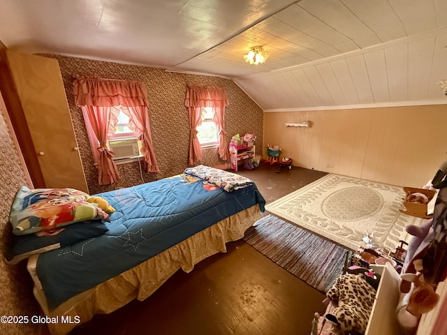 252 Main St, Hudson Falls, NY 12839 - bedroom featuring cooling unit and vaulted ceiling