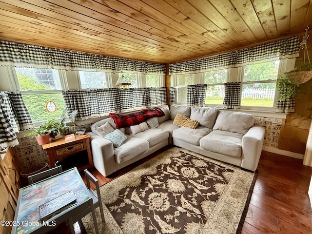 252 Main St, Hudson Falls, NY 12839 - living room with wooden ceiling and wood-type flooring