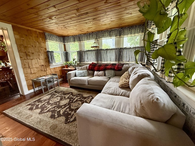 252 Main St, Hudson Falls, NY 12839 - living area featuring wooden ceiling, wood finished floors, and wood walls