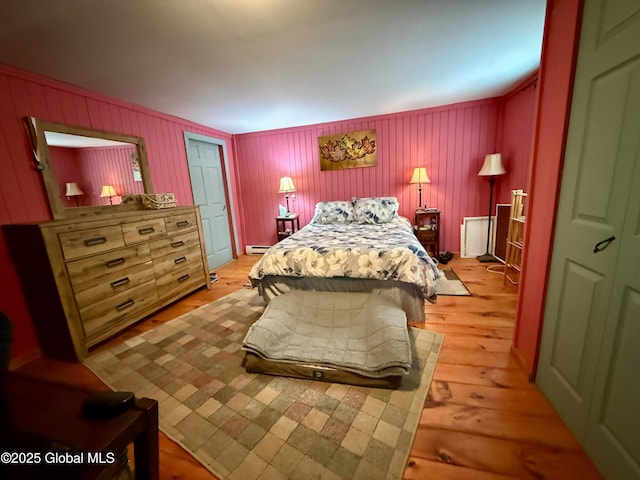 252 Main St, Hudson Falls, NY 12839 - bedroom featuring light wood-type flooring and baseboard heating
