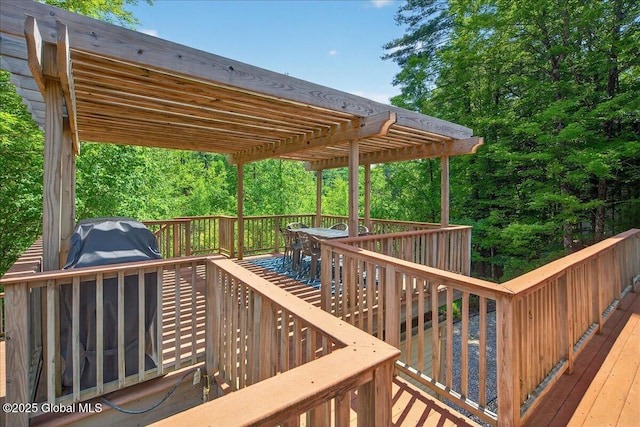 460 Grand Ave, Saratoga Springs, NY 12866 - wooden deck with a pergola and outdoor dining space