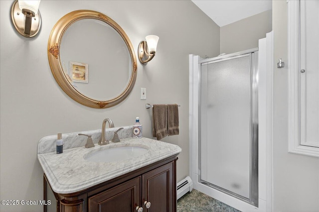479 Loudon Rd, Colonie, NY 12211 - full bath with a shower stall, a baseboard radiator, and vanity