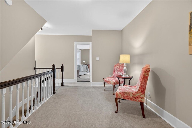 479 Loudon Rd, Colonie, NY 12211 - living area with carpet floors and an upstairs landing