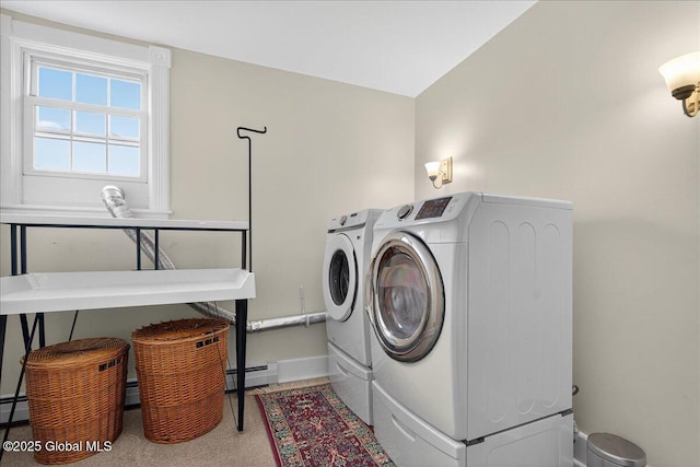 479 Loudon Rd, Colonie, NY 12211 - laundry room featuring washer and clothes dryer and a baseboard radiator