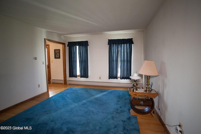 42 Stanton Rd, Jackson, NY 12873 - bedroom with baseboard heating, wood finished floors, and crown molding