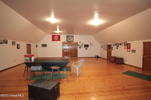 42 Stanton Rd, Jackson, NY 12873 - recreation room with vaulted ceiling and light wood-style floors