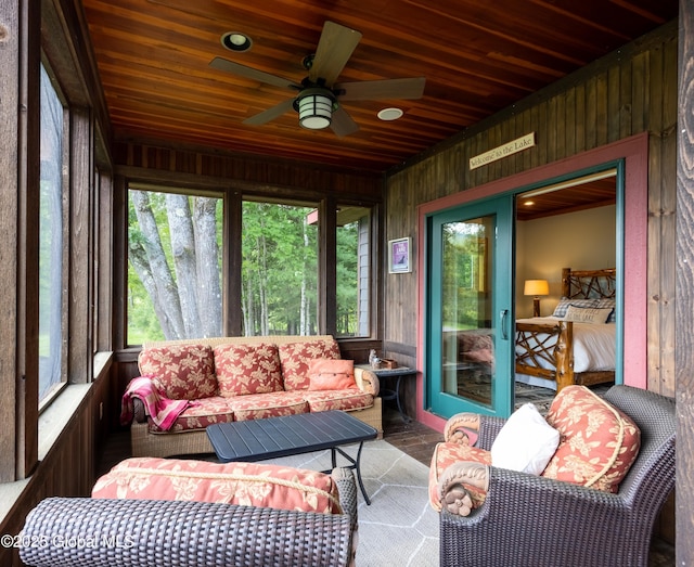555 Trout Lake Rd, Bolton, NY 12824 - sunroom / solarium featuring ceiling fan