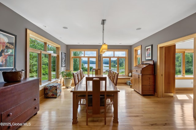 555 Trout Lake Rd, Bolton, NY 12824 - dining area with light wood-style floors, plenty of natural light, and recessed lighting