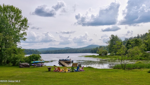 555 Trout Lake Rd, Bolton, NY 12824 - water view with mountains and a dock